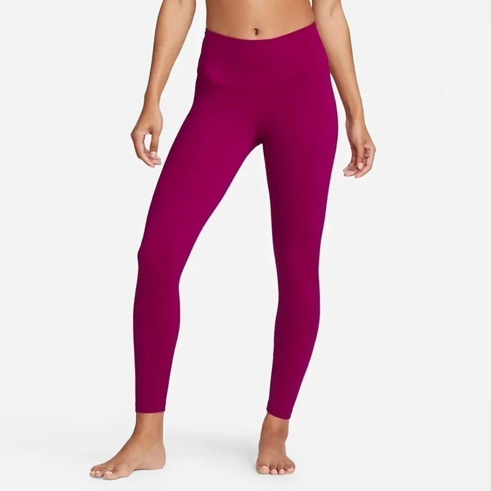 Brand New Nike Yoga Women's High-Waisted 7/8 Leggings Tight Fit Training Berry